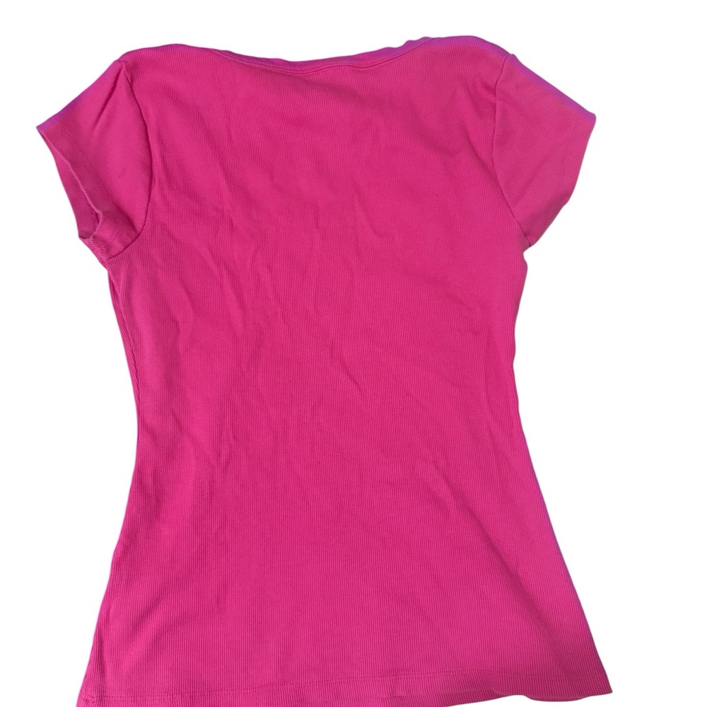 Pilcro Hot Pink Scoop Neck Short Sleeve Tee - Picture 4 of 6